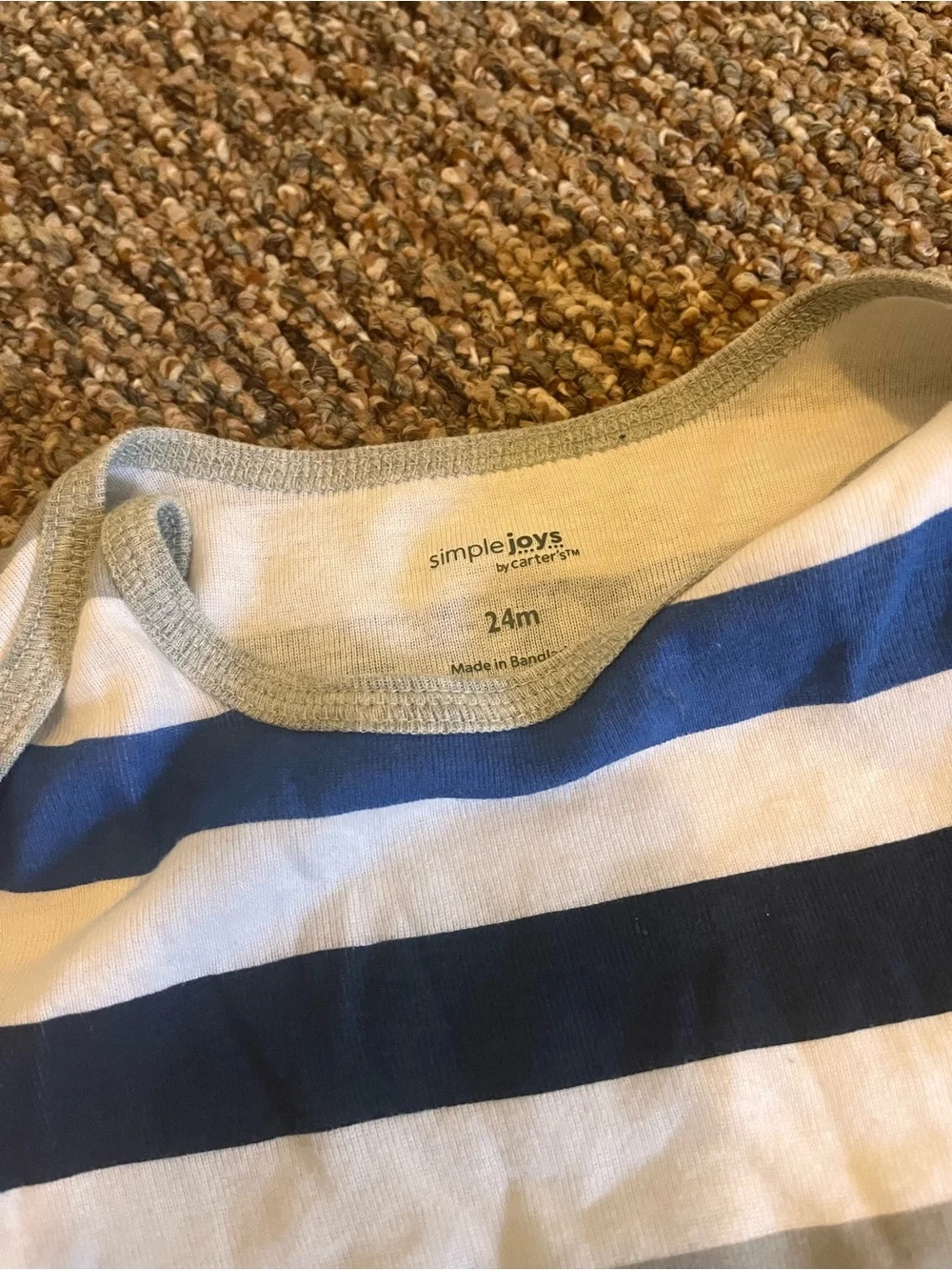 Carter's Blue, Gray and White Striped Long-Sleeve Footie